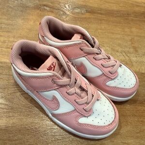 Nike Kids Pink and White Dunk Sneakers